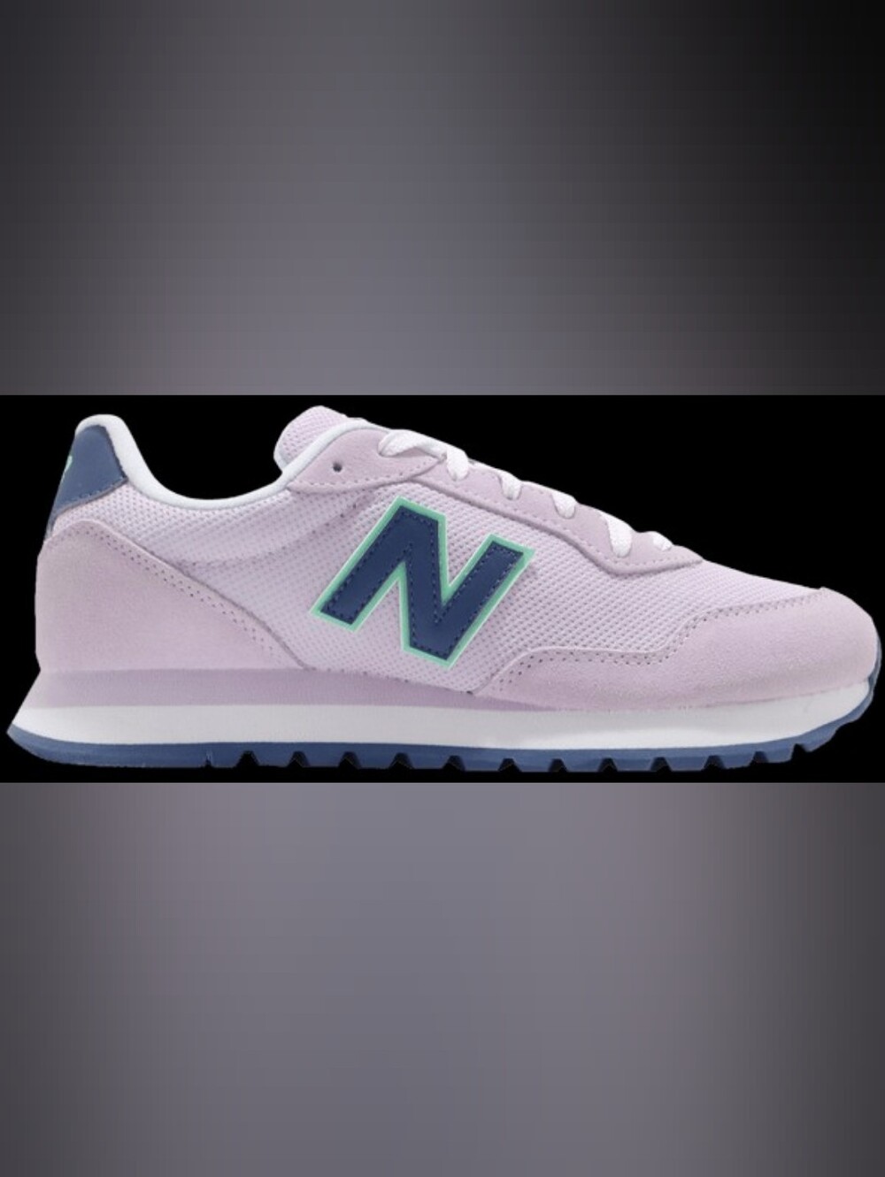 NEW BALANCE 527  Lavender and Navy Retro Runner with Mint Trim Sneakers 7.5